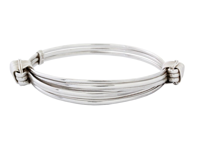 Mens Elephant hair Bangle - Silver Mens Elephant hair Bangle - Silver